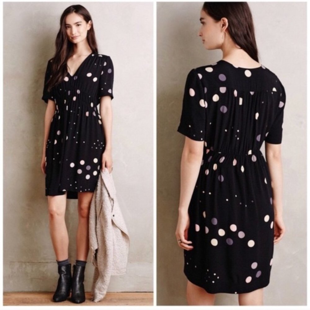 Anthropologie x HD in Paris Felicity Polka Dot Dress in Black Size 6